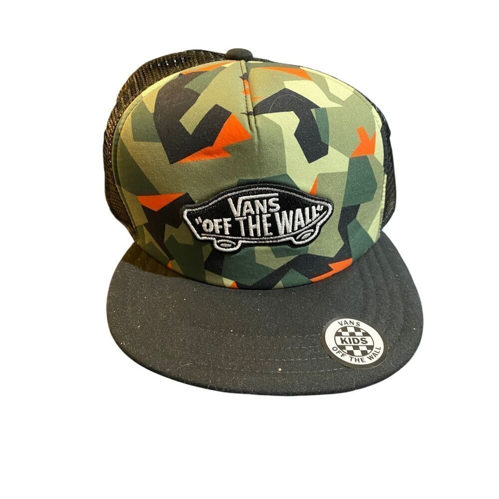 NWT vans classic patch trucker plus boys green and black baseball cap